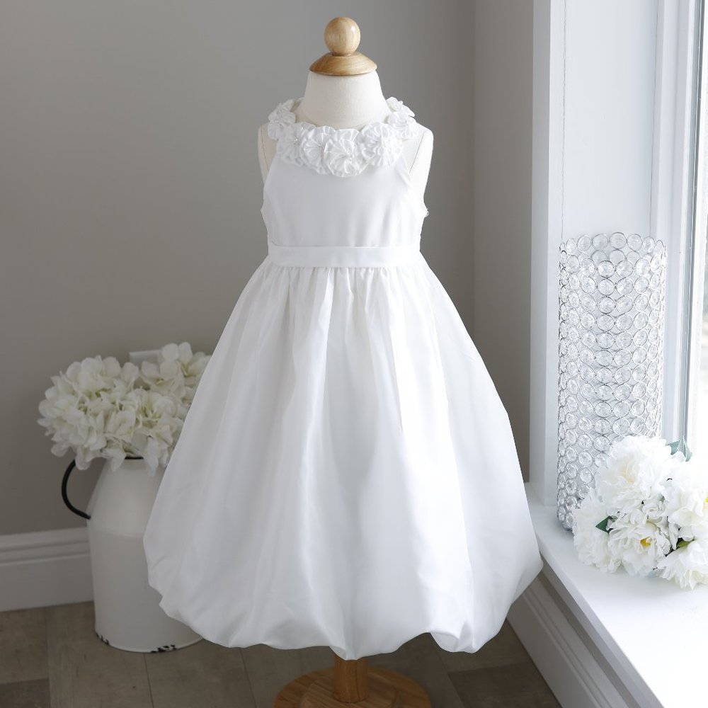 Off-White/Ivory Dress with Tiara Formal Flower Girl Size 5 Special Occasion NWT